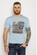 Мужская хлопковая футболка 627F013 голубой