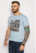 Мужская хлопковая футболка 627F013 голубой