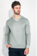 Пуловер мужской с контрастным вырезом 50PD458 светло-серый меланж