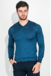 Пуловер мужской с контрастным вырезом 50PD458 синий меланж