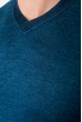 Пуловер мужской с контрастным вырезом 50PD458 синий меланж