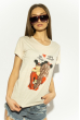 Стильная женская футболка 600F379-7 бежевый меланж