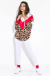 Костюм спортивный женский с леопардовым принтом 95P8034 бело-тигровый