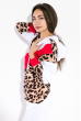 Костюм спортивный женский с леопардовым принтом 95P8034 бело-тигровый