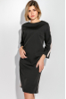 Платье женское (батал) с контрастной полосой 74PD315 черный-беж