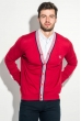 Кардиган мужской с воротником в полоску 50PD302 красно-черный