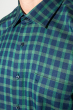 Рубашка мужская двухцветная клетка 50PD0055 сине-зеленый ,  клетка