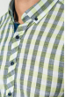 Рубашка мужская клетка пастельных тонов 50P2190-1 серо-салатовый
