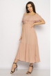 Однотонное платье со спущенными рукавами 632F014 пудровый