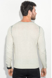 Пуловер мужской с декором по ободку выреза 50PD514 светло-серый меланж