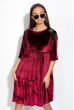 Платье велюровое 120PMA1677 бордовый