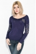 Свитер женский украшенный стразами 81PD302 темно-синий