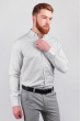 Рубашка мужская светлая в полоску №222F036 серо-белый