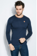 Пуловер мужской с локотками 415F010 темно-синий