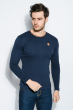Пуловер мужской с локотками 415F010 темно-синий