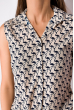 Женская блуза без рукавов  148P19 бежевый / темно-синий