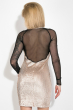 Платье женское вечернее, с пайетками 64PD313 крем-черный , пайетки