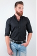 Рубашка однотонная, хлопок, длинный рукав №208F002 черный Рубашка однотонная, хлопок, длинный рукав №208F002 черный