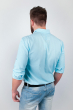Рубашка однотонная, хлопок, длинный рукав №208F002 голубой