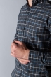 Рубашка темные в клетку 371F002 серо-голубой