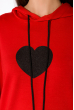 Женский худи с принтом Сердце 151P168 красно-черный