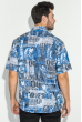 Рубашка мужская крупный газетный принт 50P2341 синий