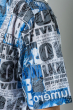 Рубашка мужская крупный газетный принт 50P2341 синий