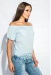 Блуза женская с широким кружевом 266F011-4 голубой