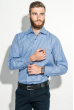 Рубашка мужская в вертикальную полоску 50PD0071 серо-голубой