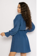 Однотонное платье с длинными рукавами 632F004-3 синий
