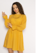 Однотонное платье с длинными рукавами 632F004-3 желтый