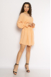 Однотонное платье с длинными рукавами 632F004-3 персиковый