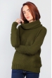 Свитер женский свободный под горло 382F002 хаки