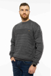 Пуловер однотонный комбинированной вязки 85F227 серый