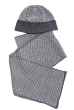 Комплект мужской шарф, шапка геометрический принт 65P3537-1 серый меланж