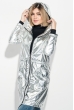 Плащ женский металлик, на молнии, с капюшоном 69PD990 серебро