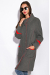 Пальто женское с контрастной строчкой 130P003 серо-красный
