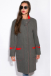 Пальто женское с контрастной строчкой 130P003 серо-красный