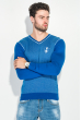 Пуловер мужской однотонный 50PD2109 сине-белый