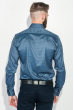 Рубашка мужская легкая, приятный материал 50PD6221 черно-голубой