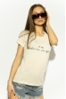 Футболка женская с надписью 600F370 бежевый меланж