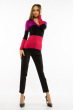 Пуловер женский с V-образным вырезом 618F074 фиолетово-черный