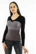 Пуловер женский с V-образным вырезом 618F074 черно-серый
