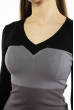 Пуловер женский с V-образным вырезом 618F074 черно-серый