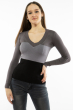 Пуловер женский с V-образным вырезом 618F074 грифельно-серый