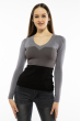 Пуловер женский с V-образным вырезом 618F074 серо-грифельный
