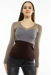 Пуловер женский с V-образным вырезом 618F074 капучино-серый