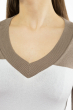 Пуловер женский с V-образным вырезом 618F074 капучино-молочный