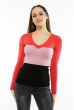 Пуловер женский с V-образным вырезом 618F074 кораллово-розовый