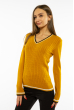 Пуловер женский с V-образным вырезом 618F402 горчичный